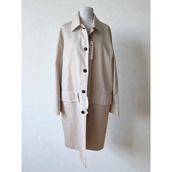 NWT Zara Men's Water Repellant Technical Trench Coat Button Front Size XL Beige - Picture 2 of 11